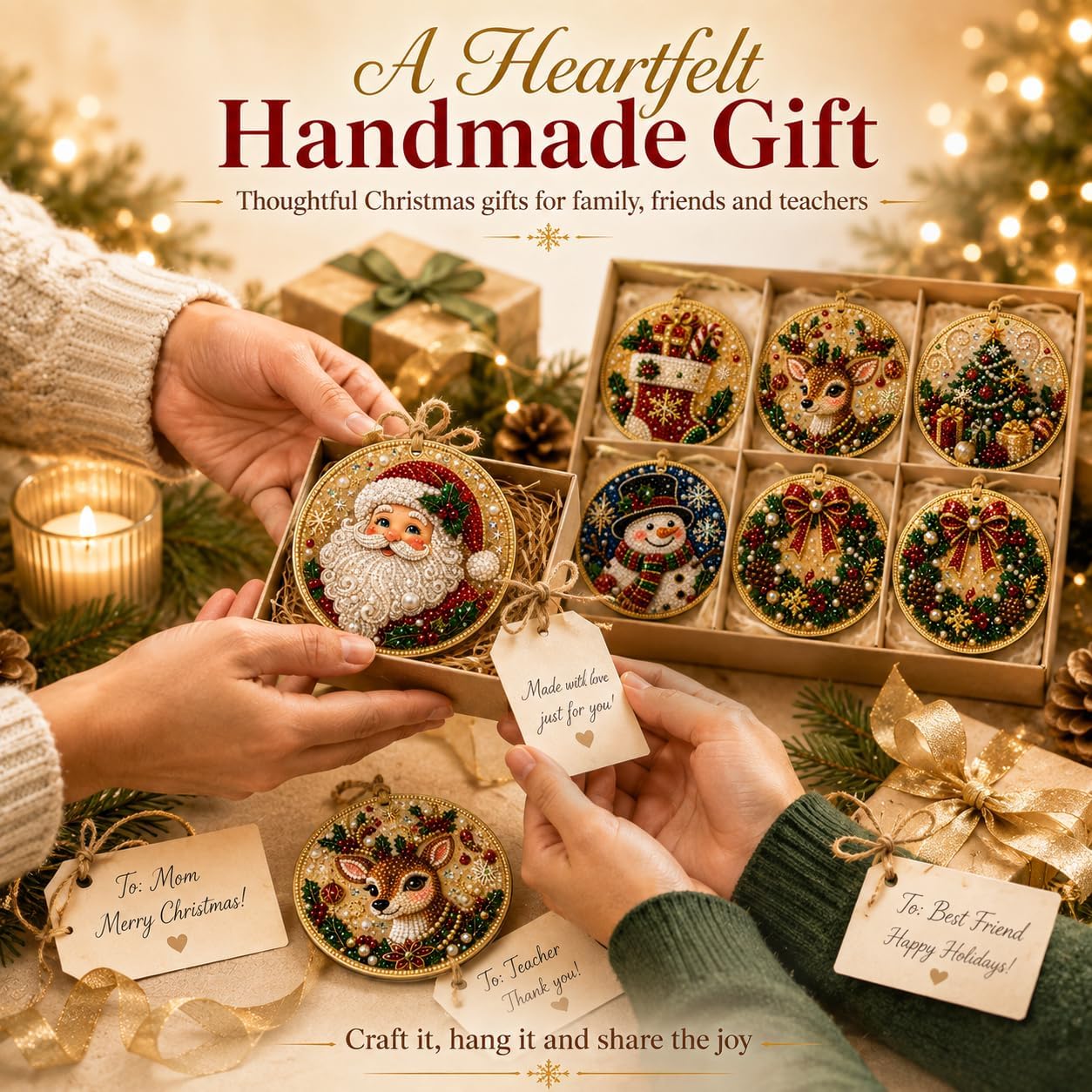 DIY Christmas Wooden Diamond Art Ornament Set