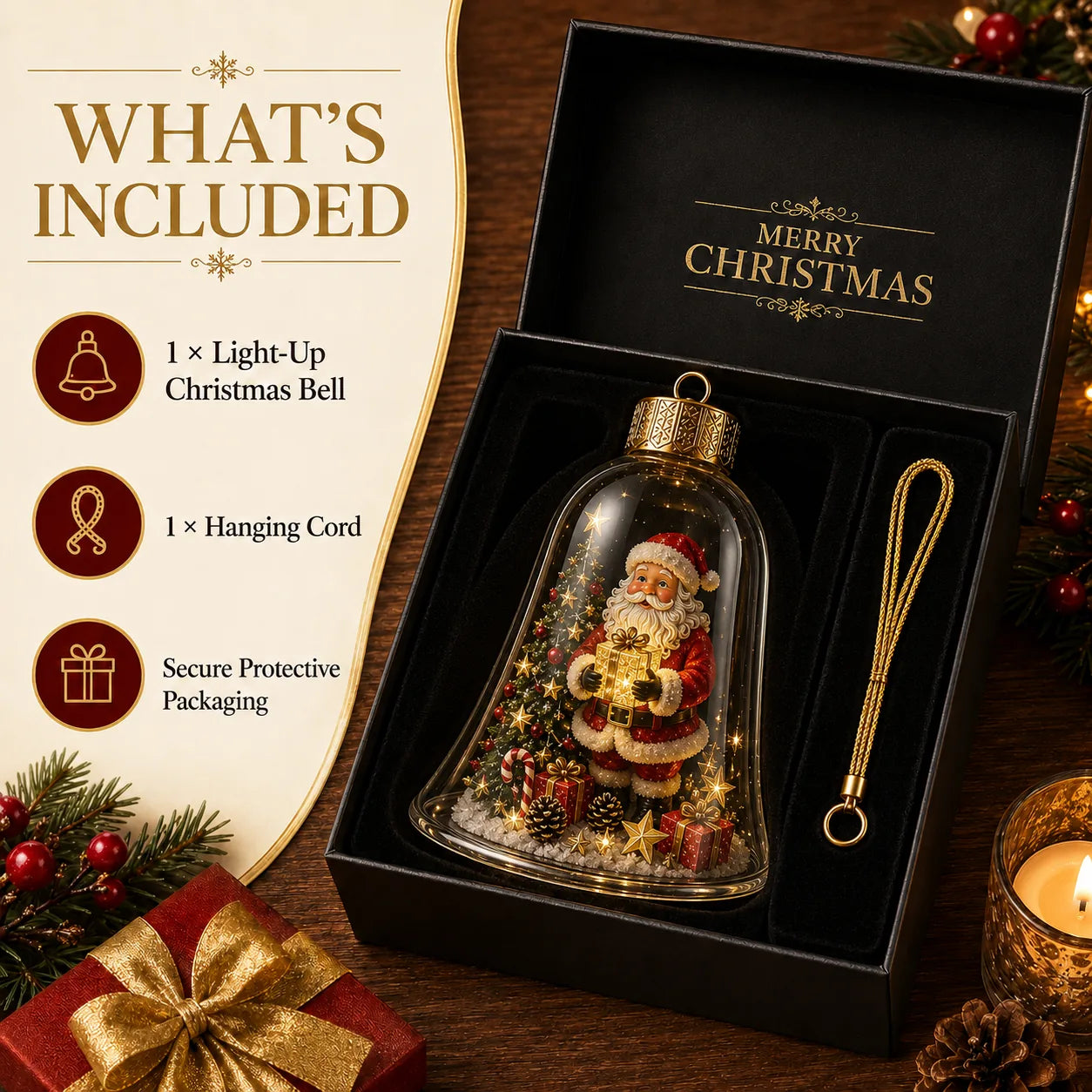 Lighted Christmas Bell Mini Scene Ornament