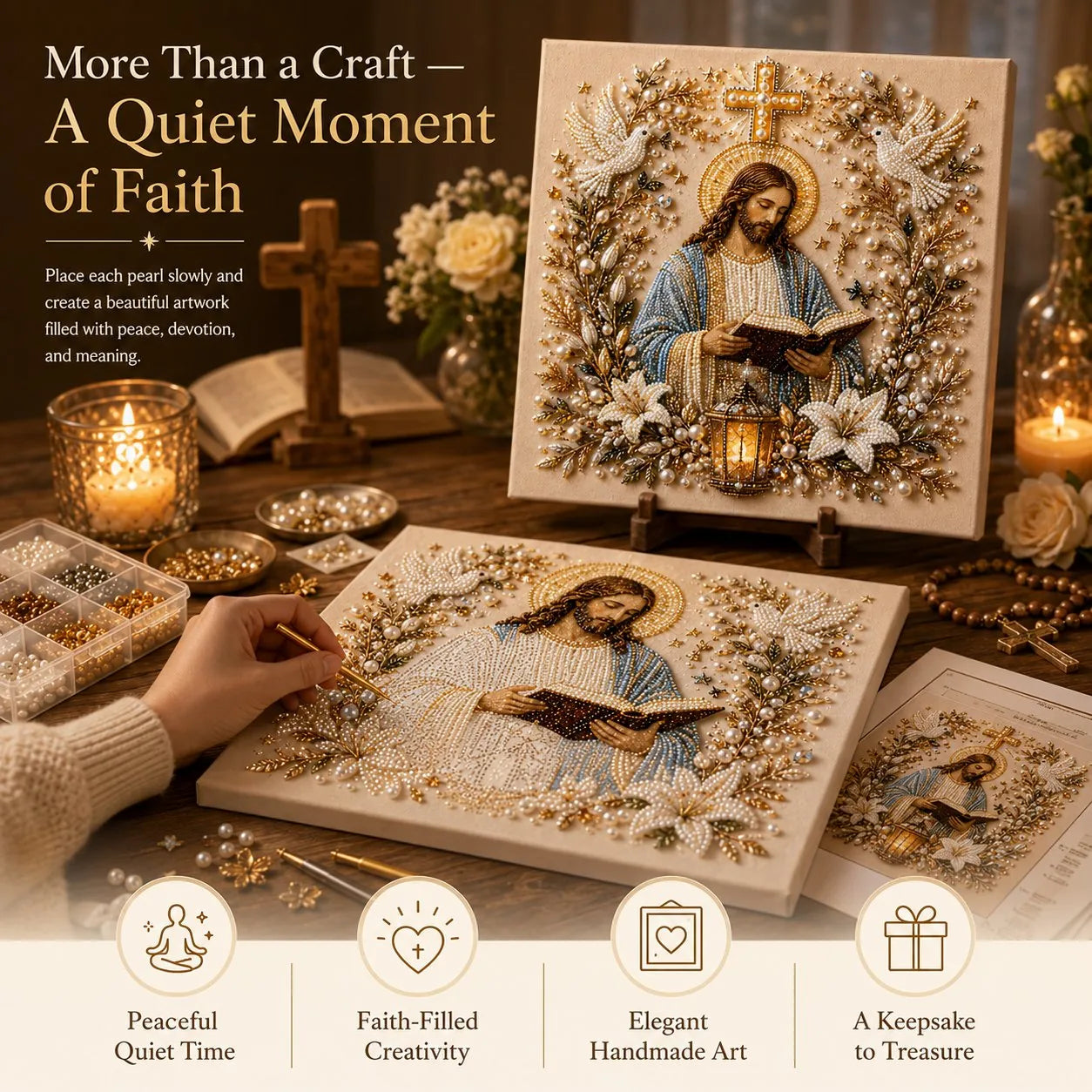 DIY 3D Pearl-Style Christian Faith Art Kit