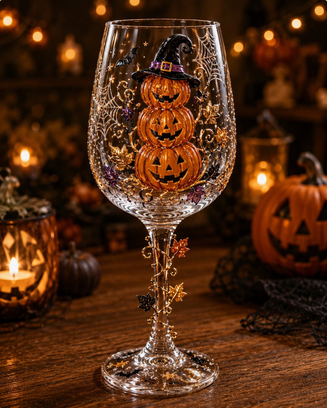 Halloween 3D Stemmed Wine Goblet