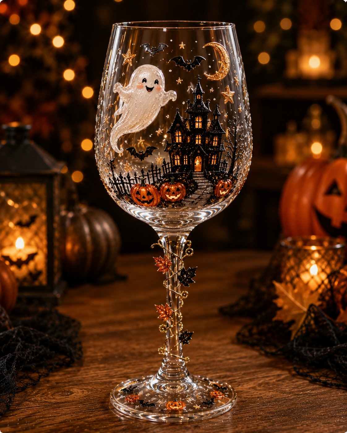 Halloween 3D Stemmed Wine Goblet