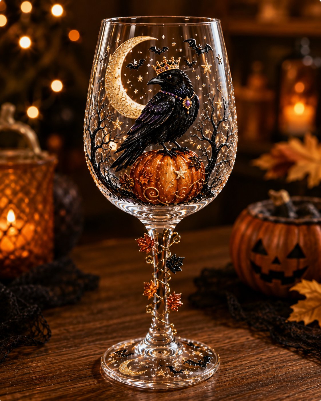 Halloween 3D Stemmed Wine Goblet