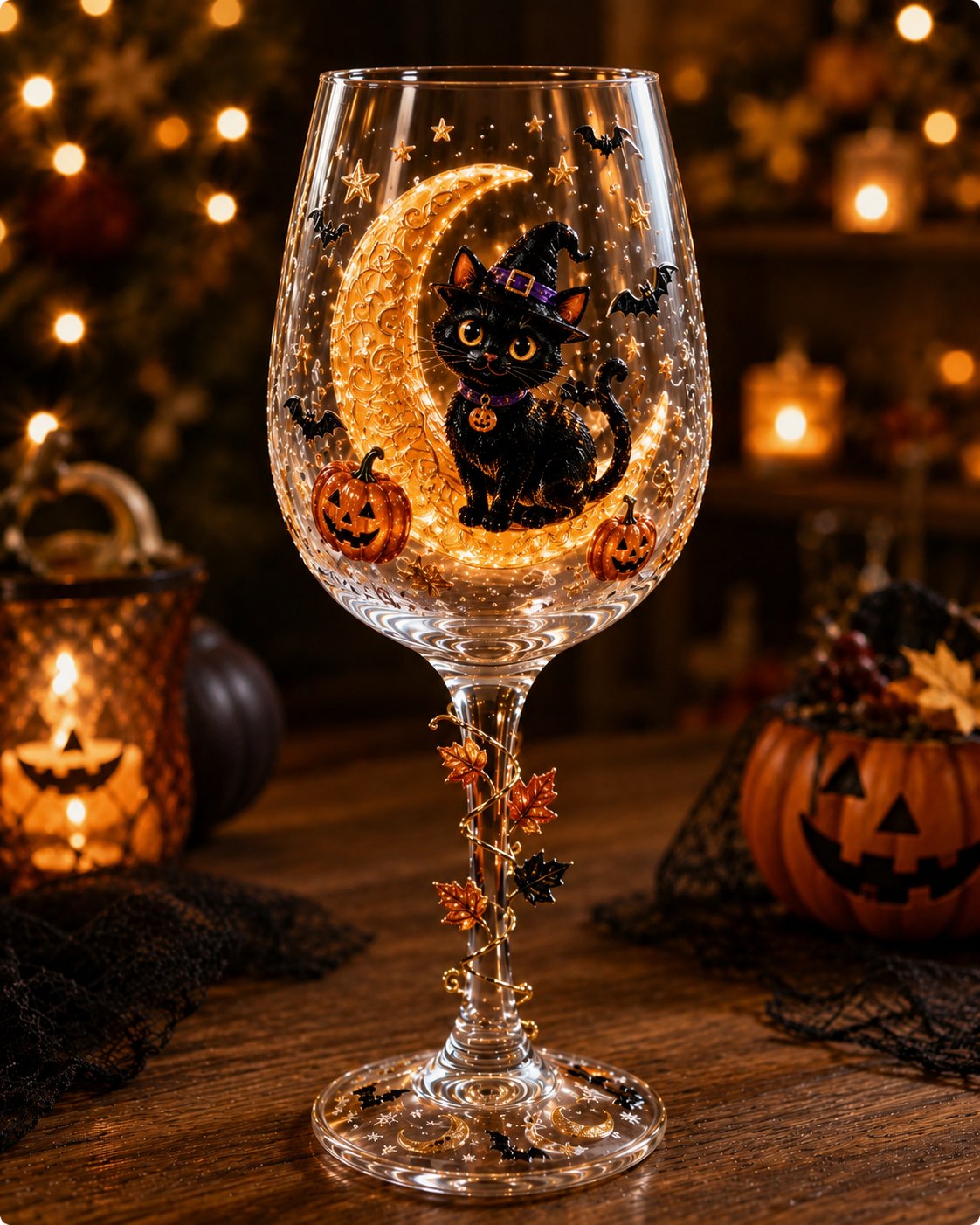Halloween 3D Stemmed Wine Goblet