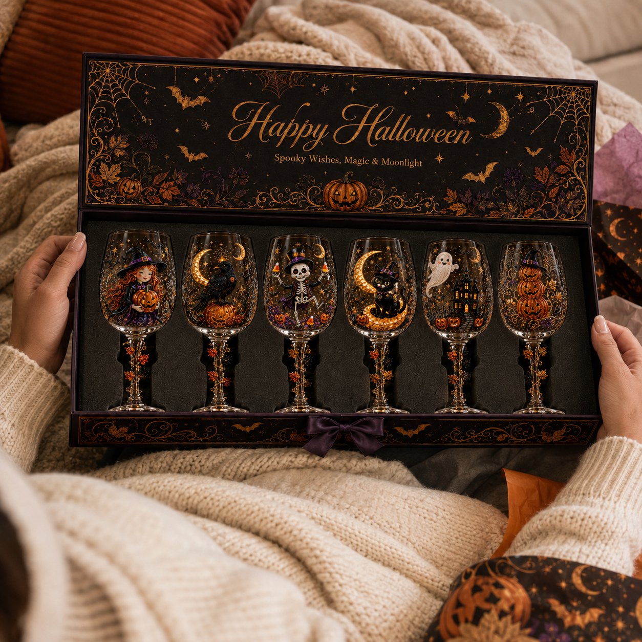 Halloween 3D Stemmed Wine Goblet