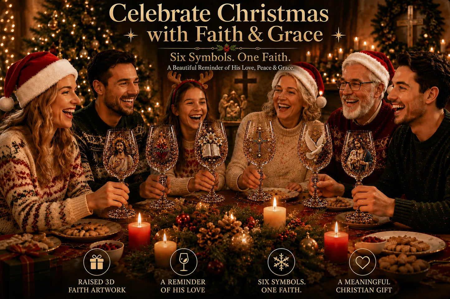 Faith & Grace Christian Stemless Wine Glass – 6 Designs