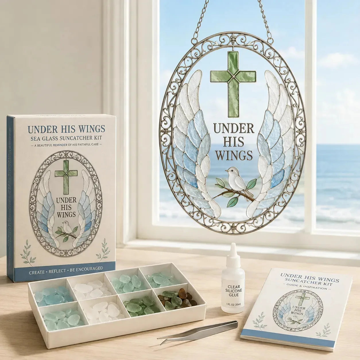 DIY Scripture Sea Glass Suncatcher Kit – 6 Designs