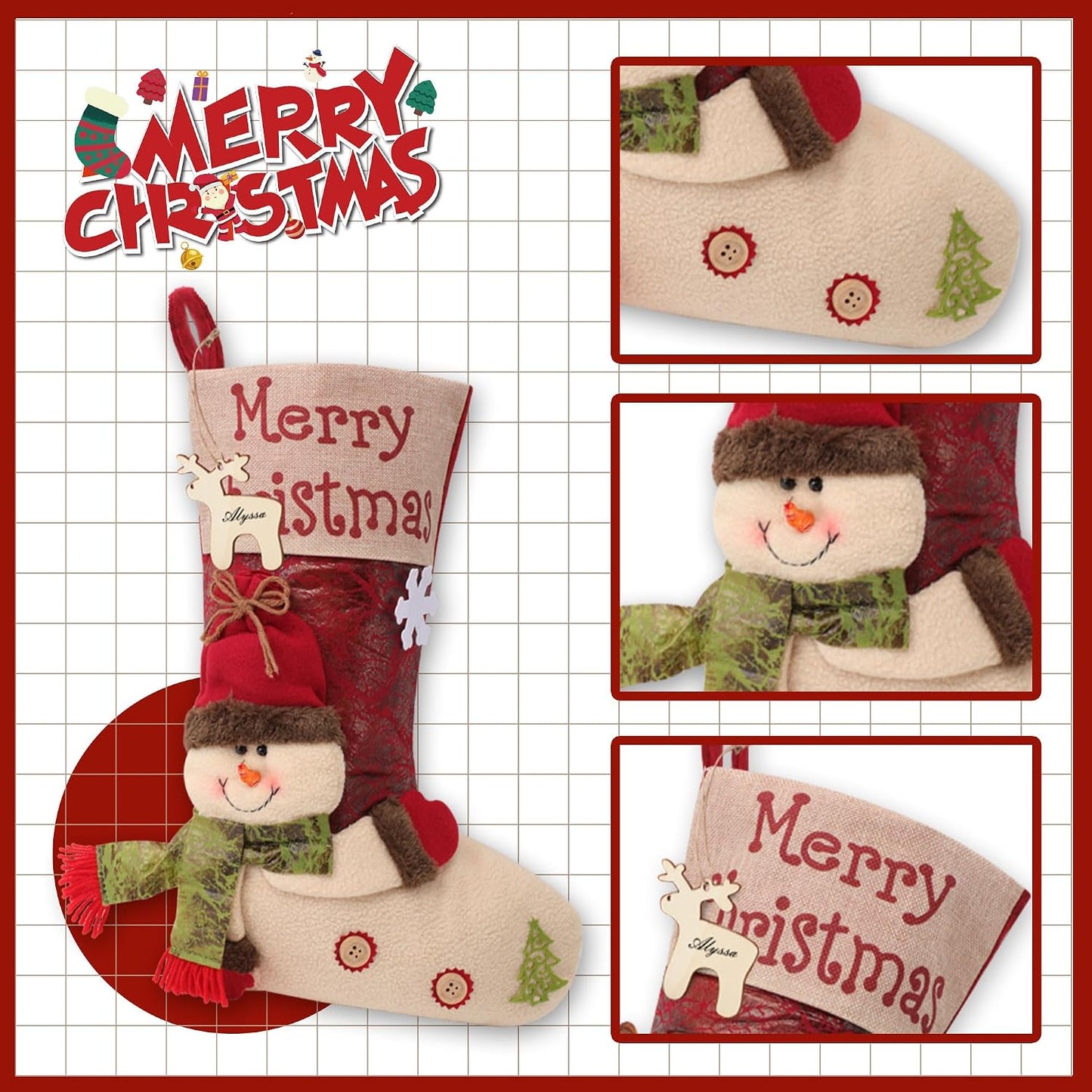 Personalized Christmas Stocking with 3D Character – 3 Designs