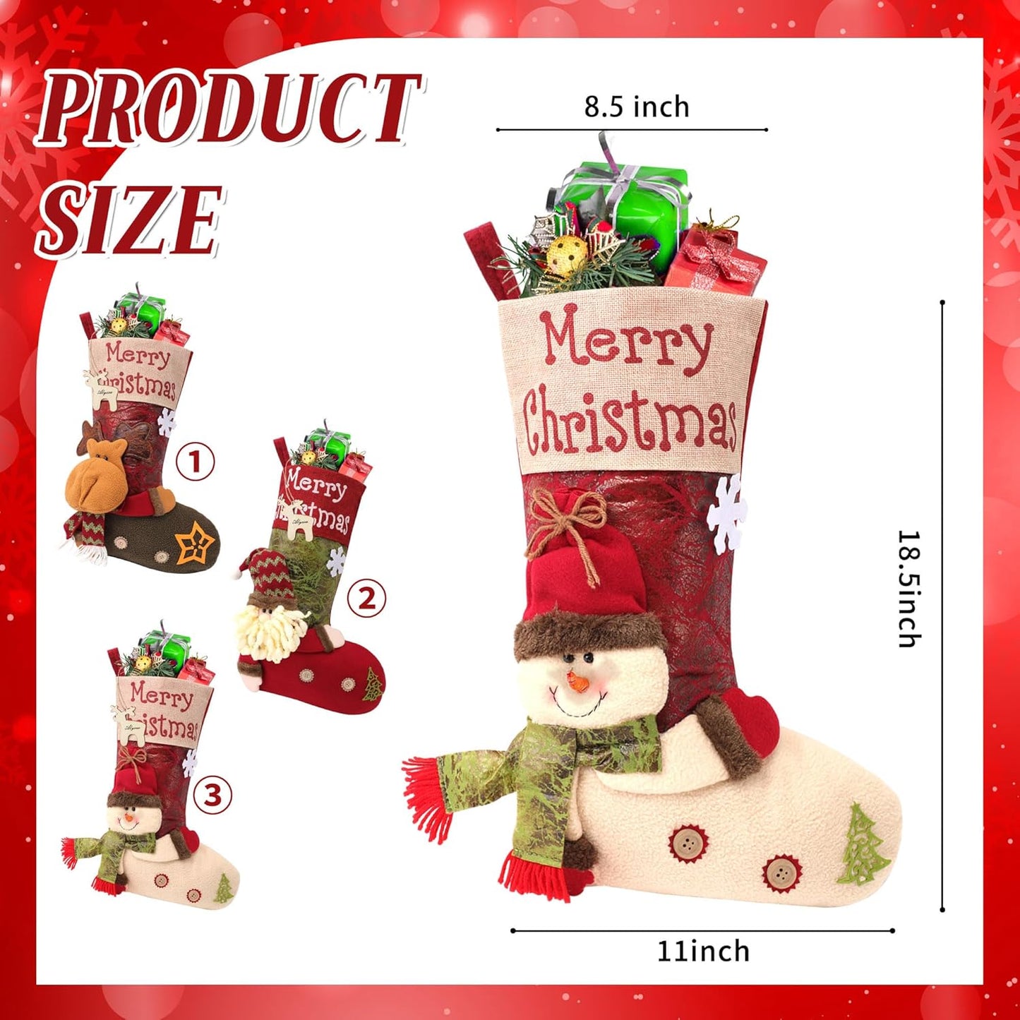 Personalized Christmas Stocking with 3D Character – 3 Designs