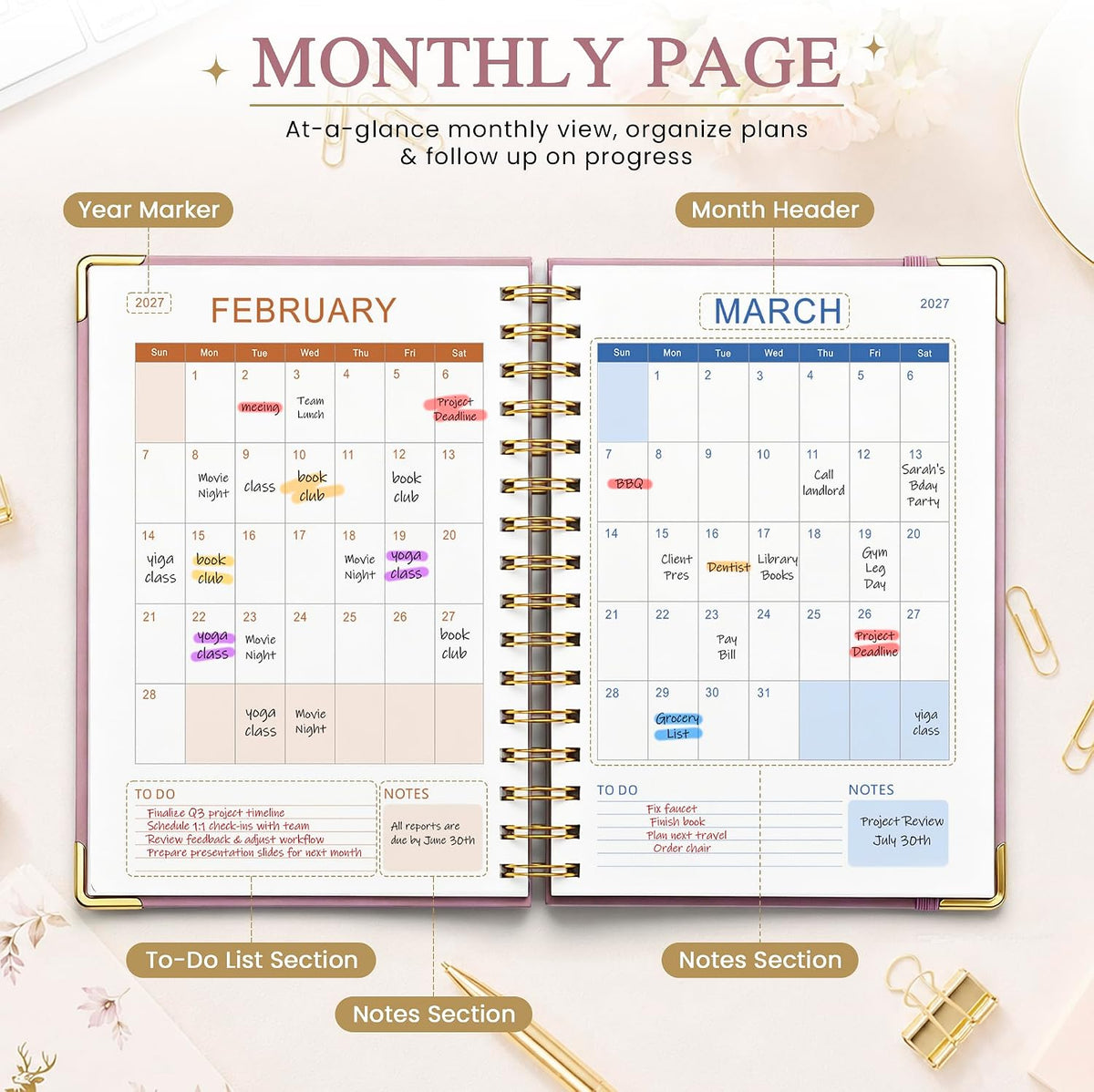 2027 A5 Deer Spiral Planner – 160 Sheets