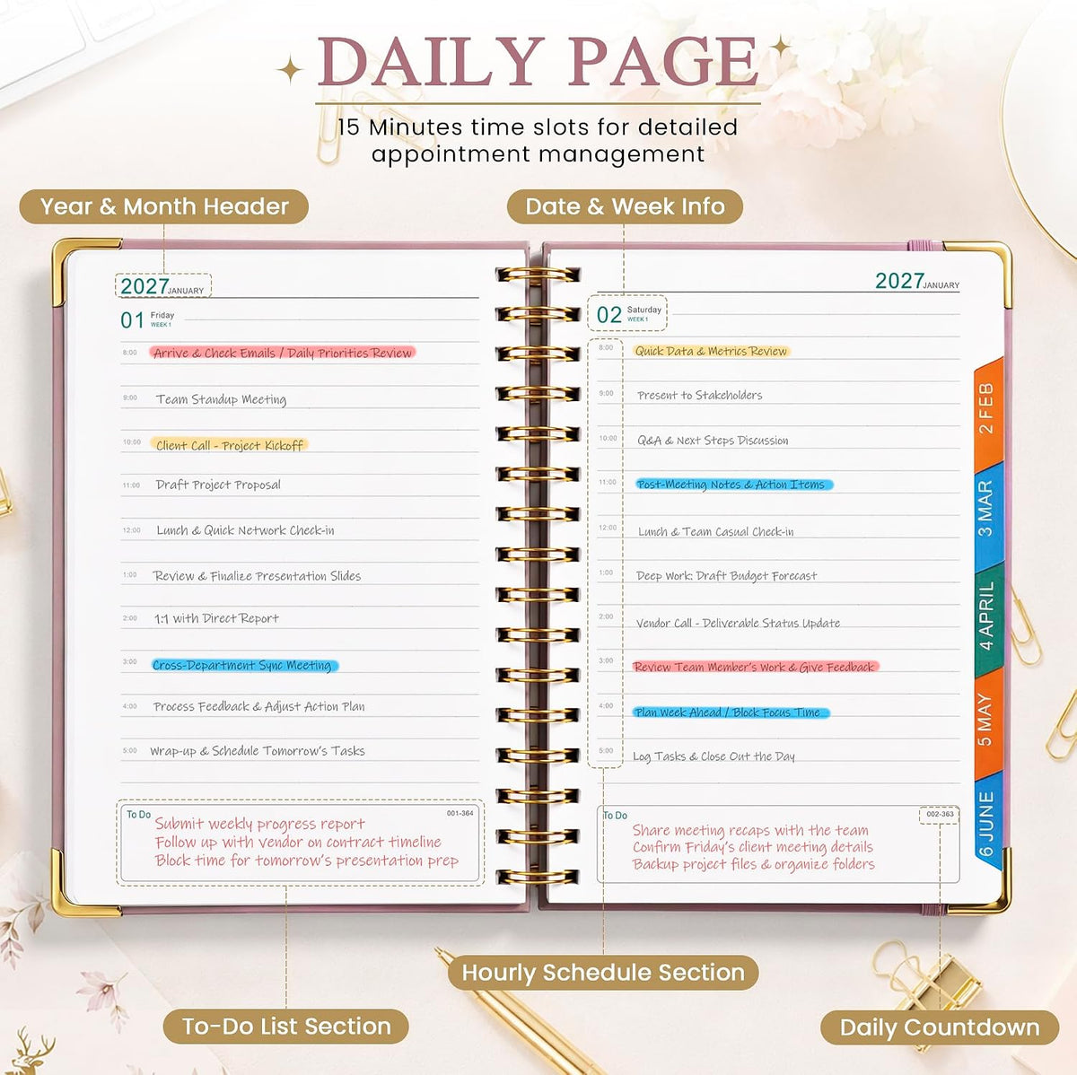 2027 A5 Deer Spiral Planner – 160 Sheets