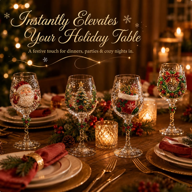🔥 🎁Christmas 3D Wine Glass Collection Gift Box Set ✨