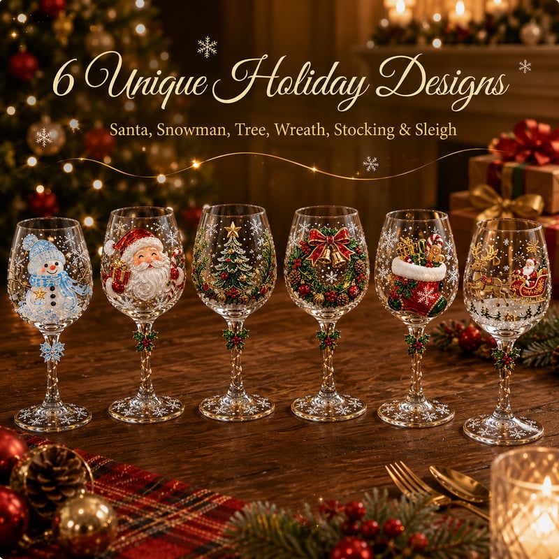 🔥 🎁Christmas 3D Wine Glass Collection Gift Box Set ✨