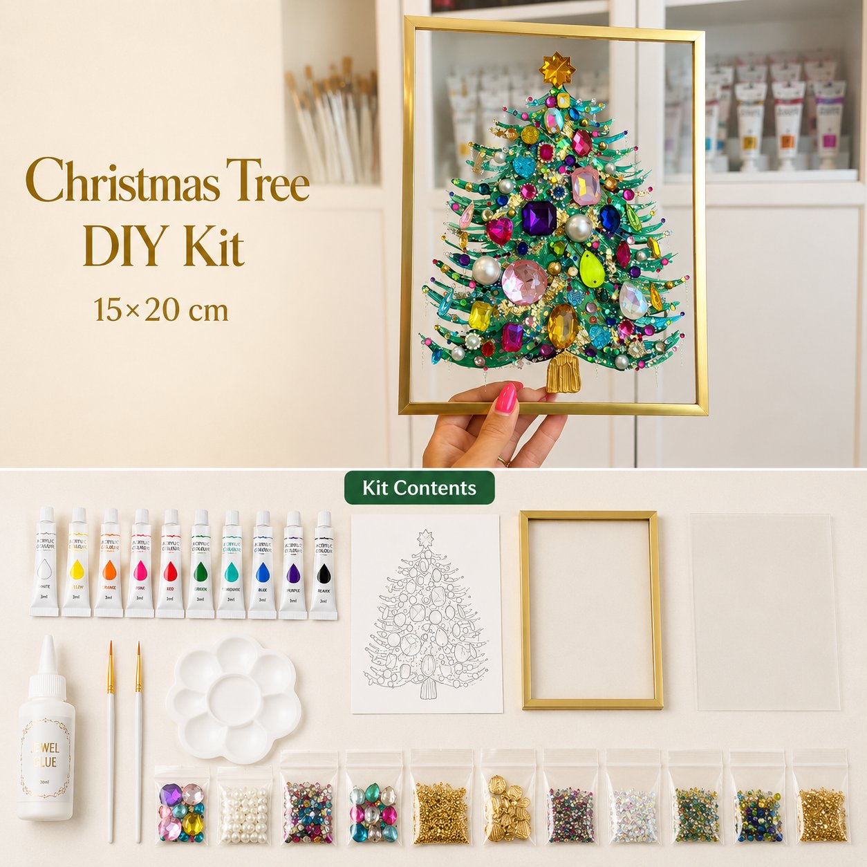DIY Jeweled Christmas Art Frame Kit – 8 Designs