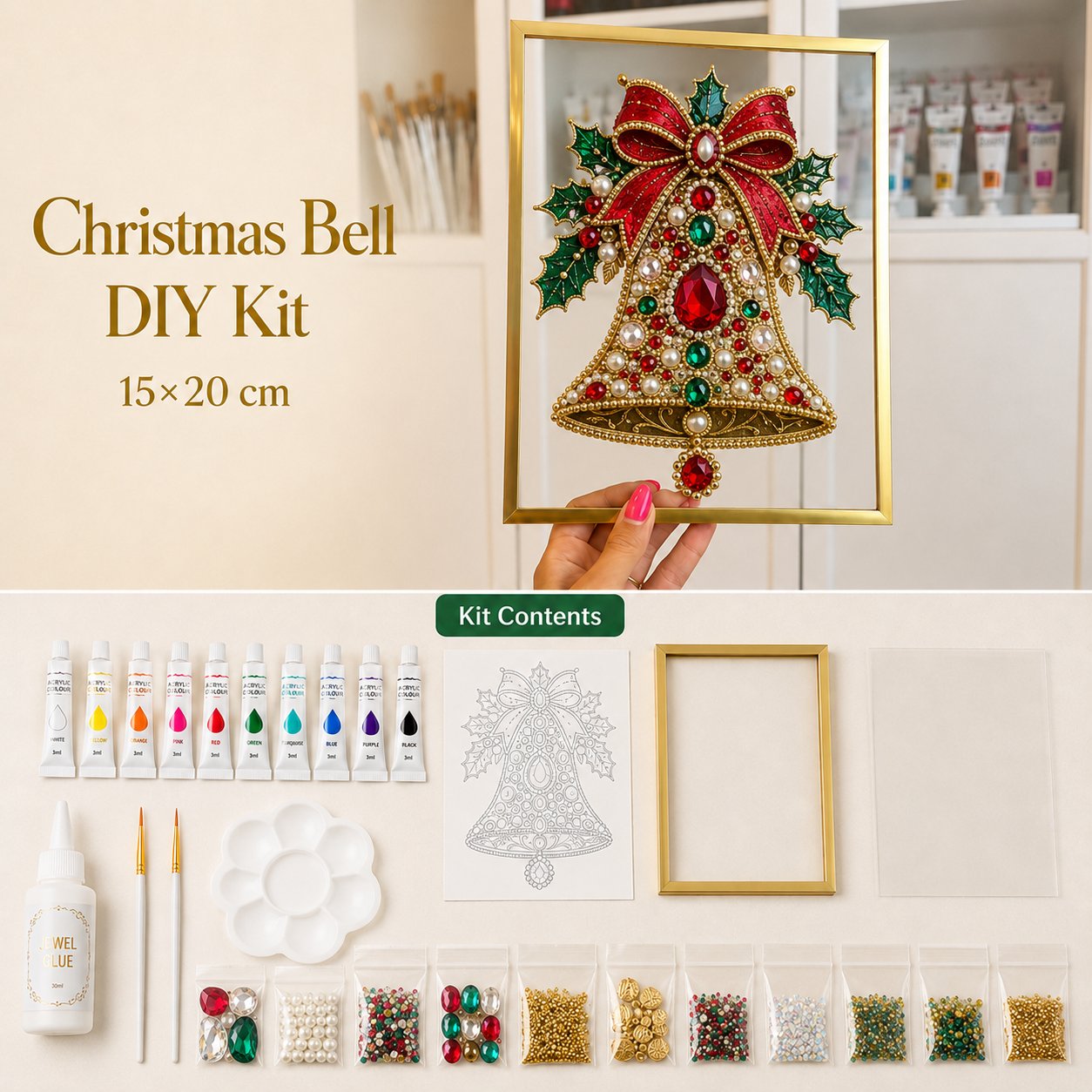 DIY Jeweled Christmas Art Frame Kit – 8 Designs