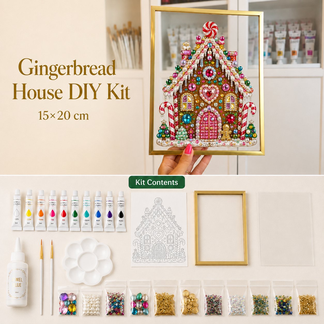 DIY Jeweled Christmas Art Frame Kit – 8 Designs