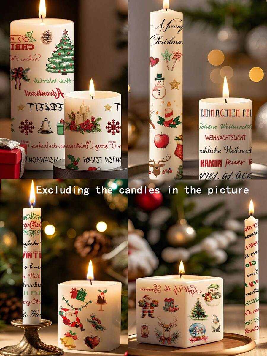 Christmas Candle Transfer Tattoo Set – 9 Sheets