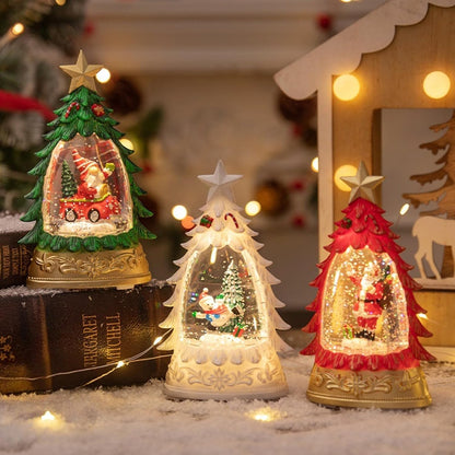 Lighted Christmas Tree Snow-Globe Ornament