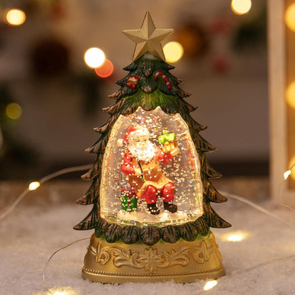 Lighted Christmas Tree Snow-Globe Ornament