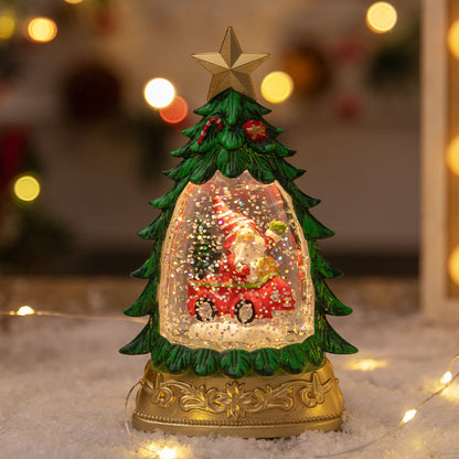 Lighted Christmas Tree Snow-Globe Ornament