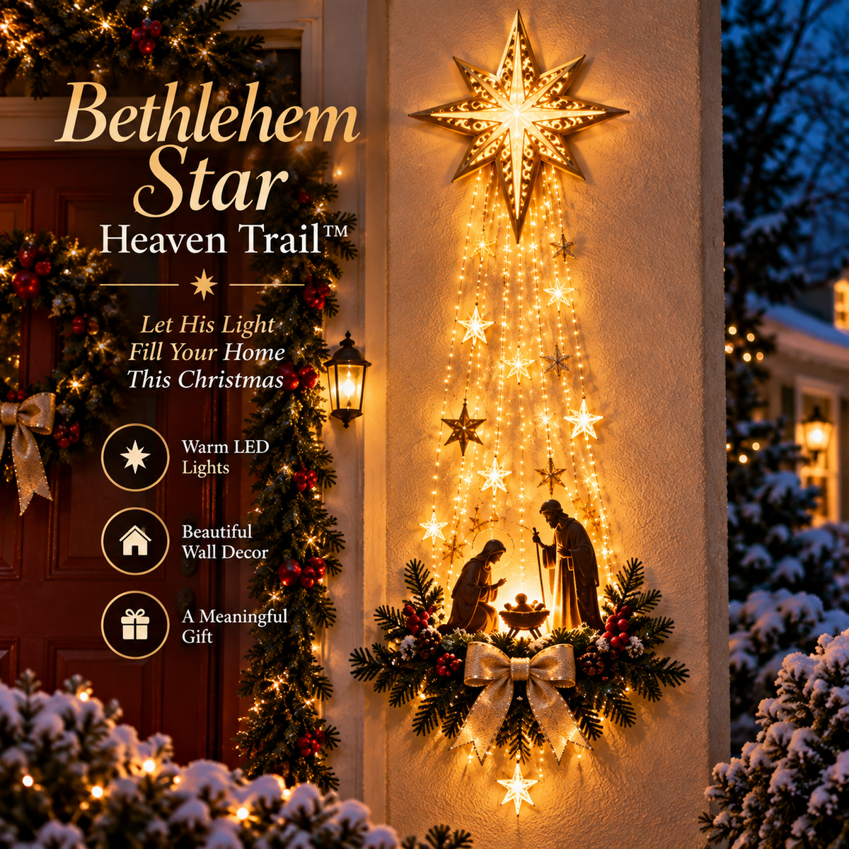 Lighted Star of Bethlehem Nativity Wall Décor for Christmas