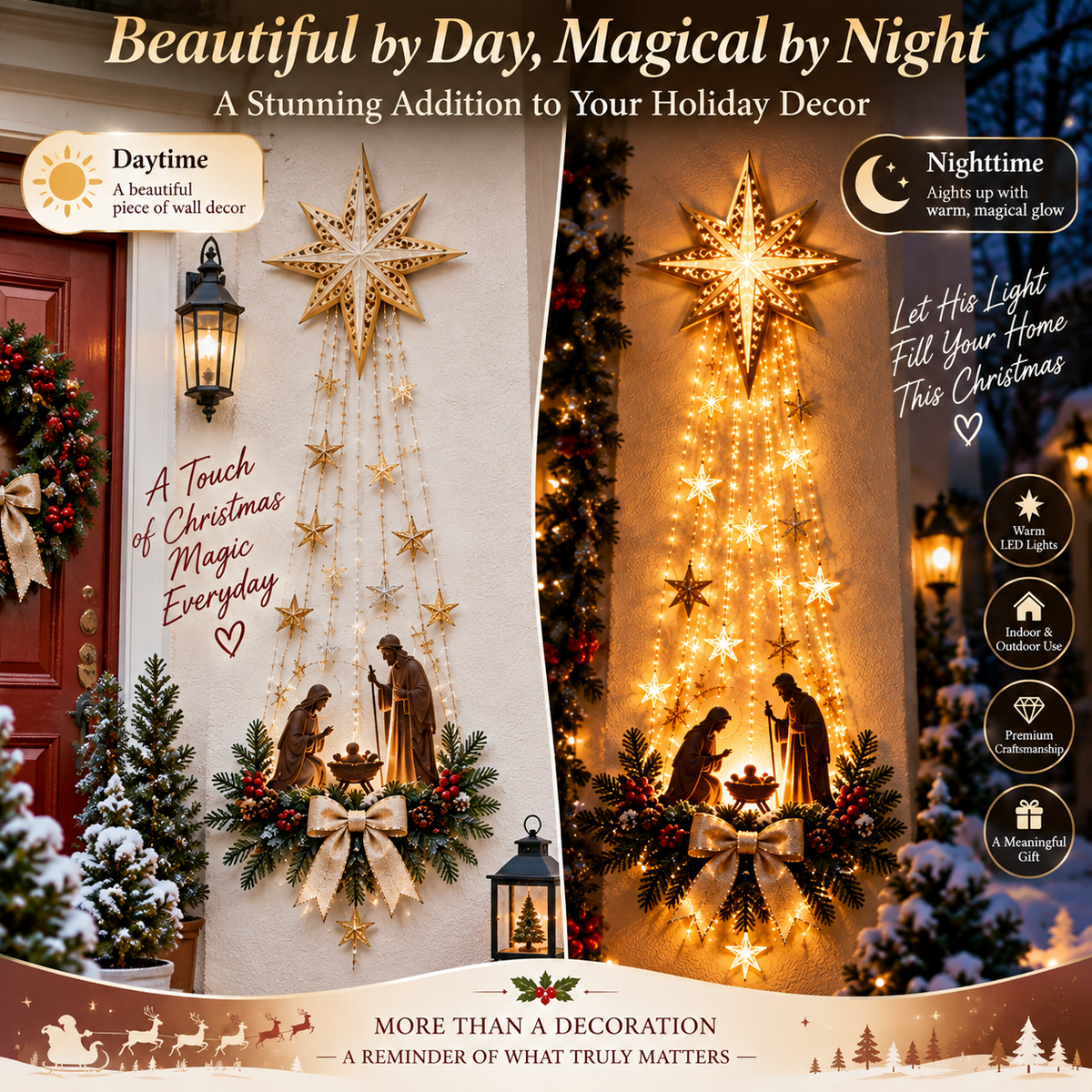 Lighted Star of Bethlehem Nativity Wall Décor for Christmas