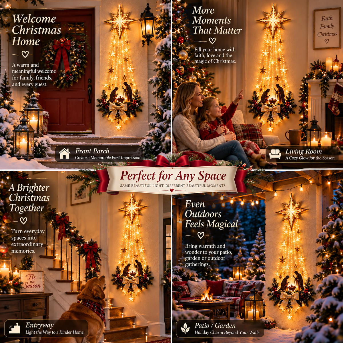 Lighted Star of Bethlehem Nativity Wall Décor for Christmas