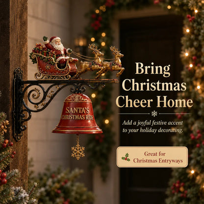 Santa Sleigh and Reindeer Bell for Festive Door and Outdoor Décor
