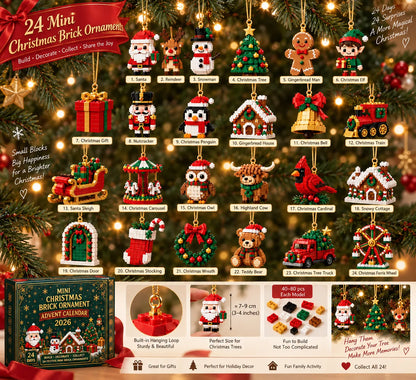 24-Day Mini Christmas Brick Ornament Advent Calendar Kit