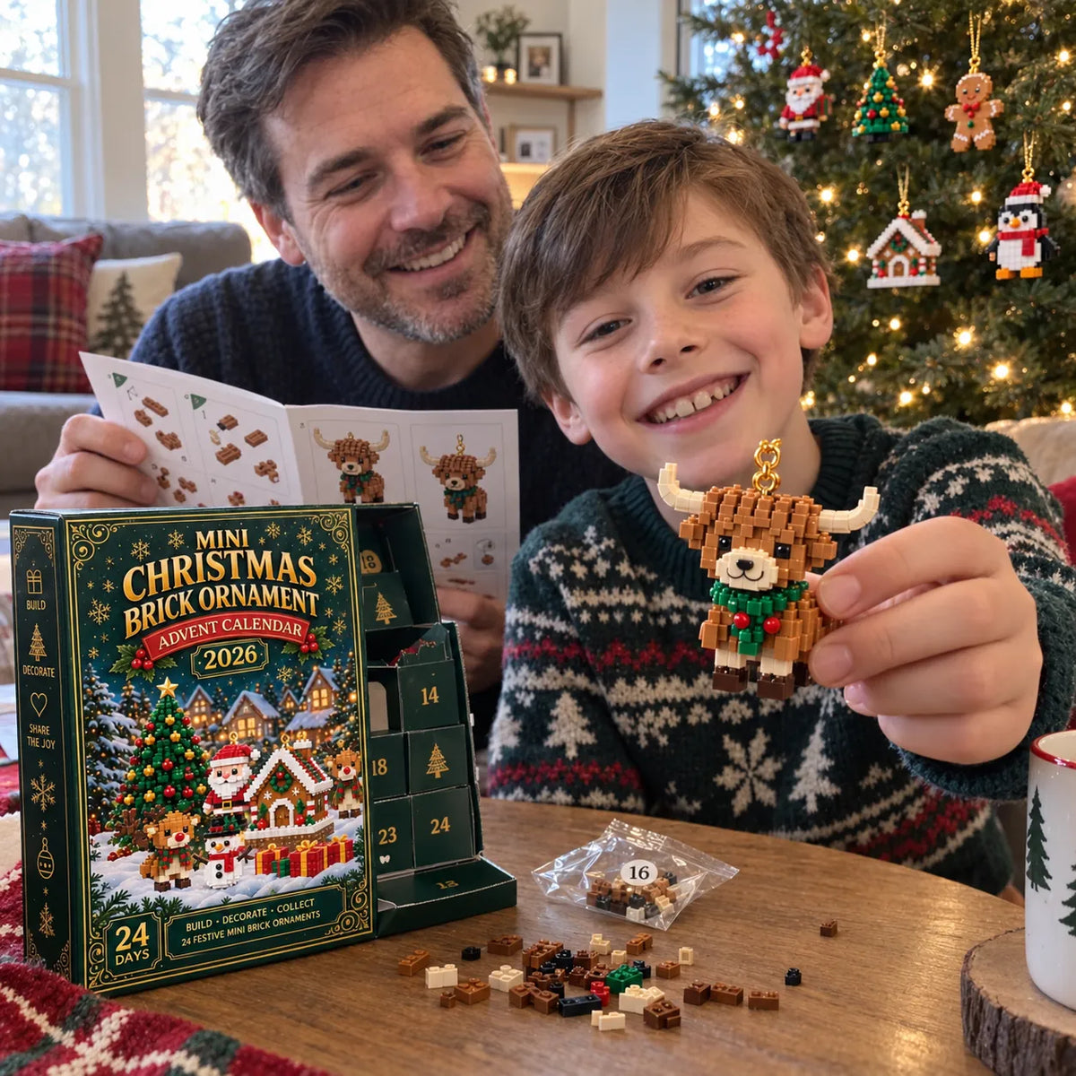 24-Day Mini Christmas Brick Ornament Advent Calendar Kit