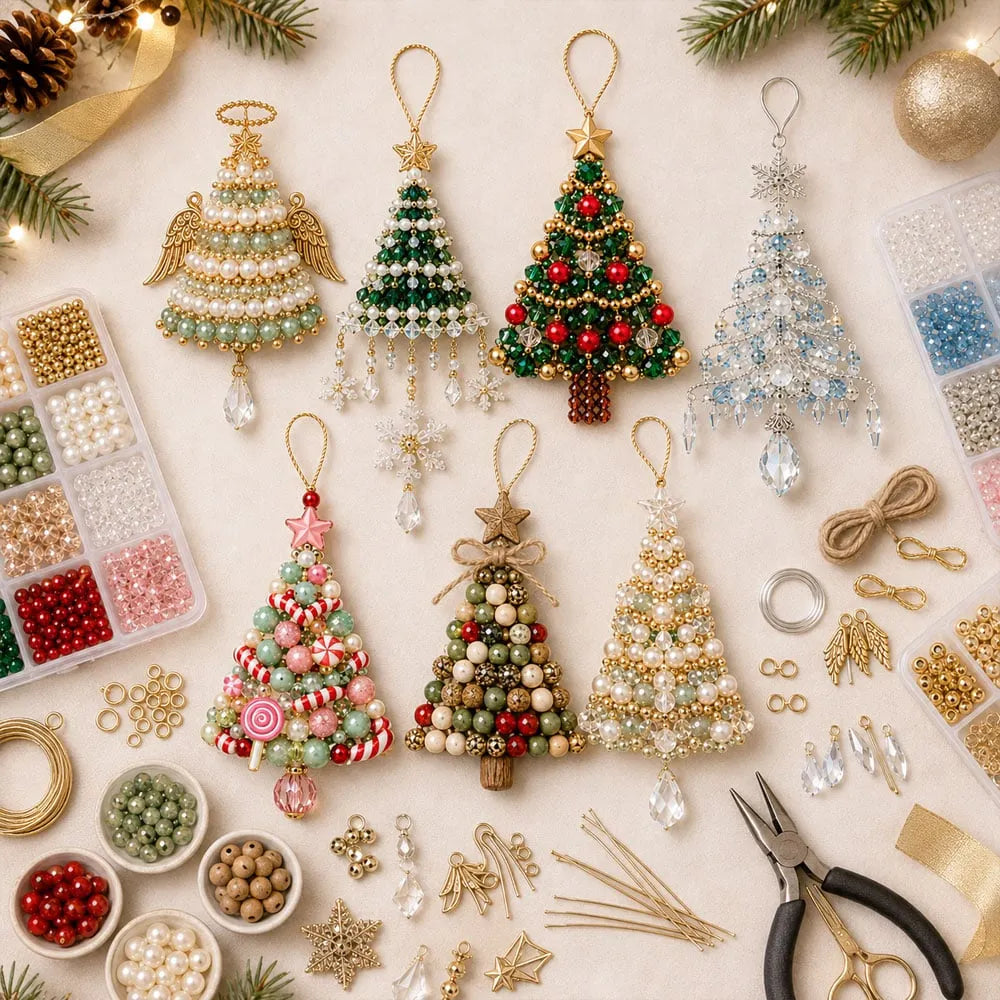 DIY Beaded Christmas Tree Ornament Kit for Holiday Crafting