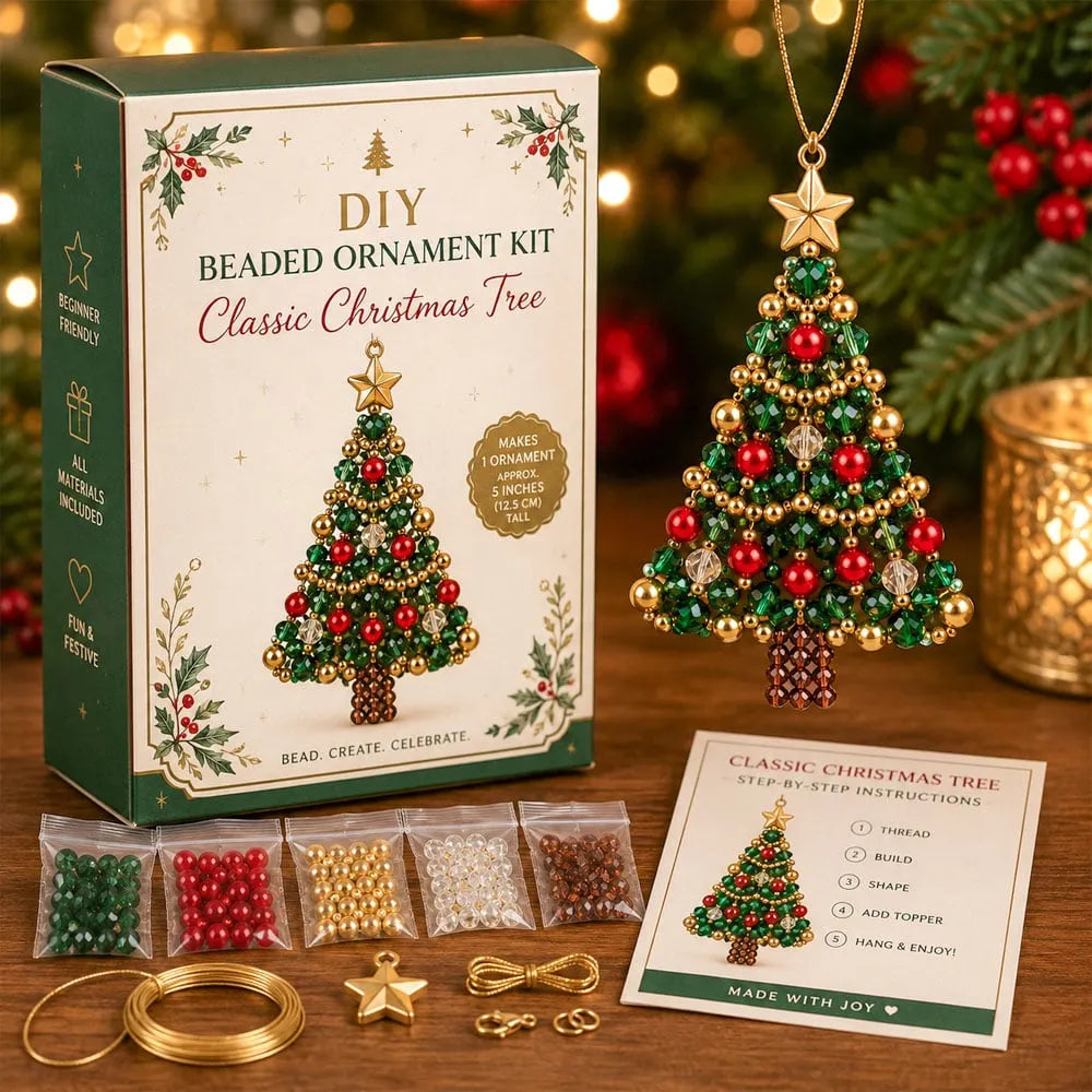 DIY Beaded Christmas Tree Ornament Kit for Holiday Crafting
