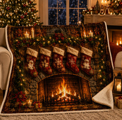 Vintage Christmas Patchwork Throw Blanket for Cozy Holiday Evenings
