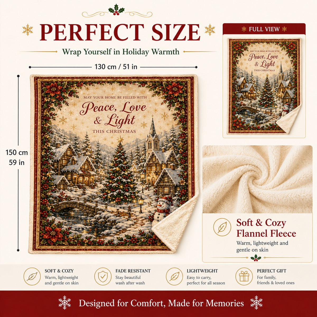 Vintage Christmas Patchwork Throw Blanket for Cozy Holiday Evenings