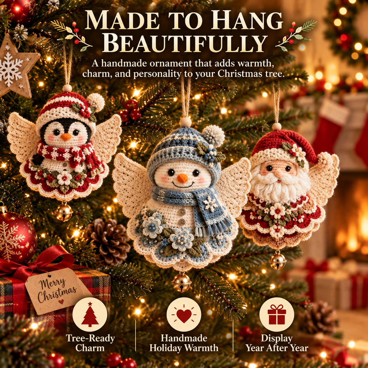 DIY Crochet Christmas Character Ornament Kit