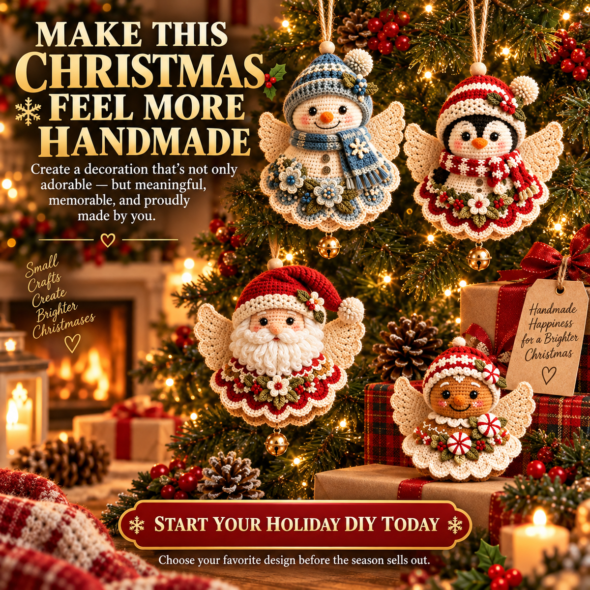 DIY Crochet Christmas Character Ornament Kit
