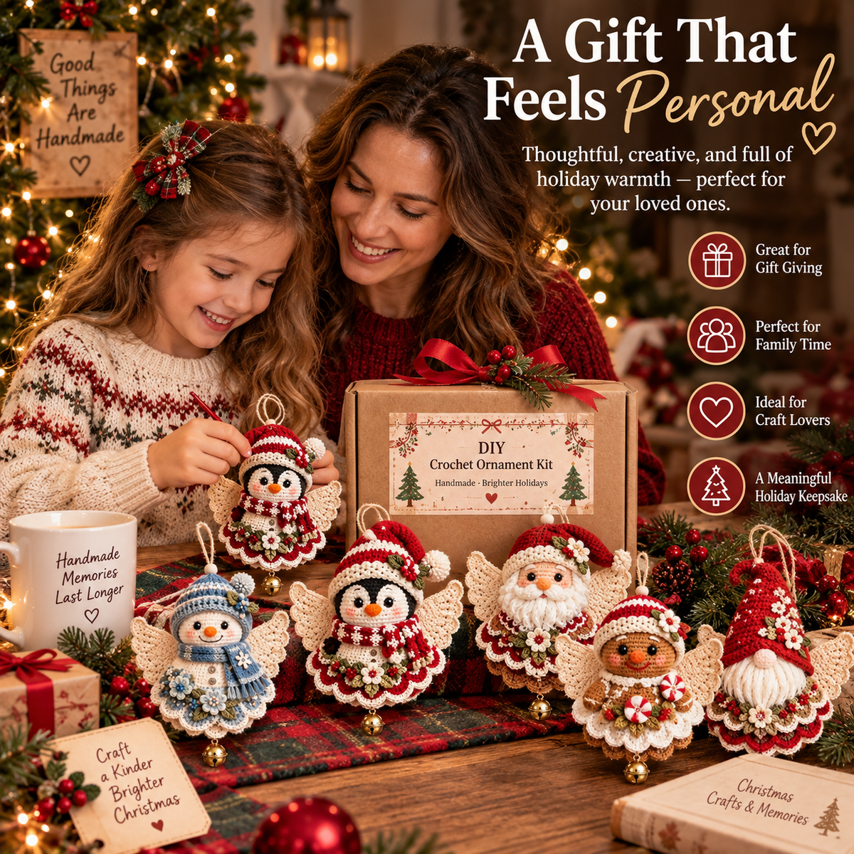 DIY Crochet Christmas Character Ornament Kit