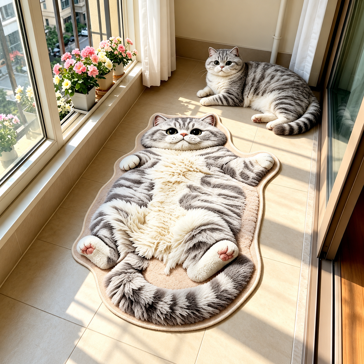 Cat-Shaped Accent Rug, 60 × 90 cm