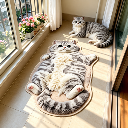 Cat-Shaped Accent Rug, 60 × 90 cm
