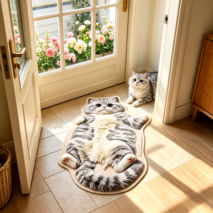 Cat-Shaped Accent Rug, 60 × 90 cm