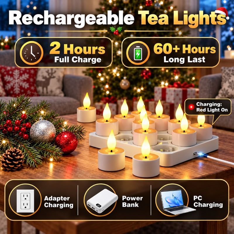 Rechargeable LED Tea Light Set with Charging Tray and Remote