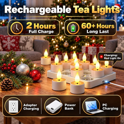 Rechargeable LED Tea Light Set with Charging Tray and Remote