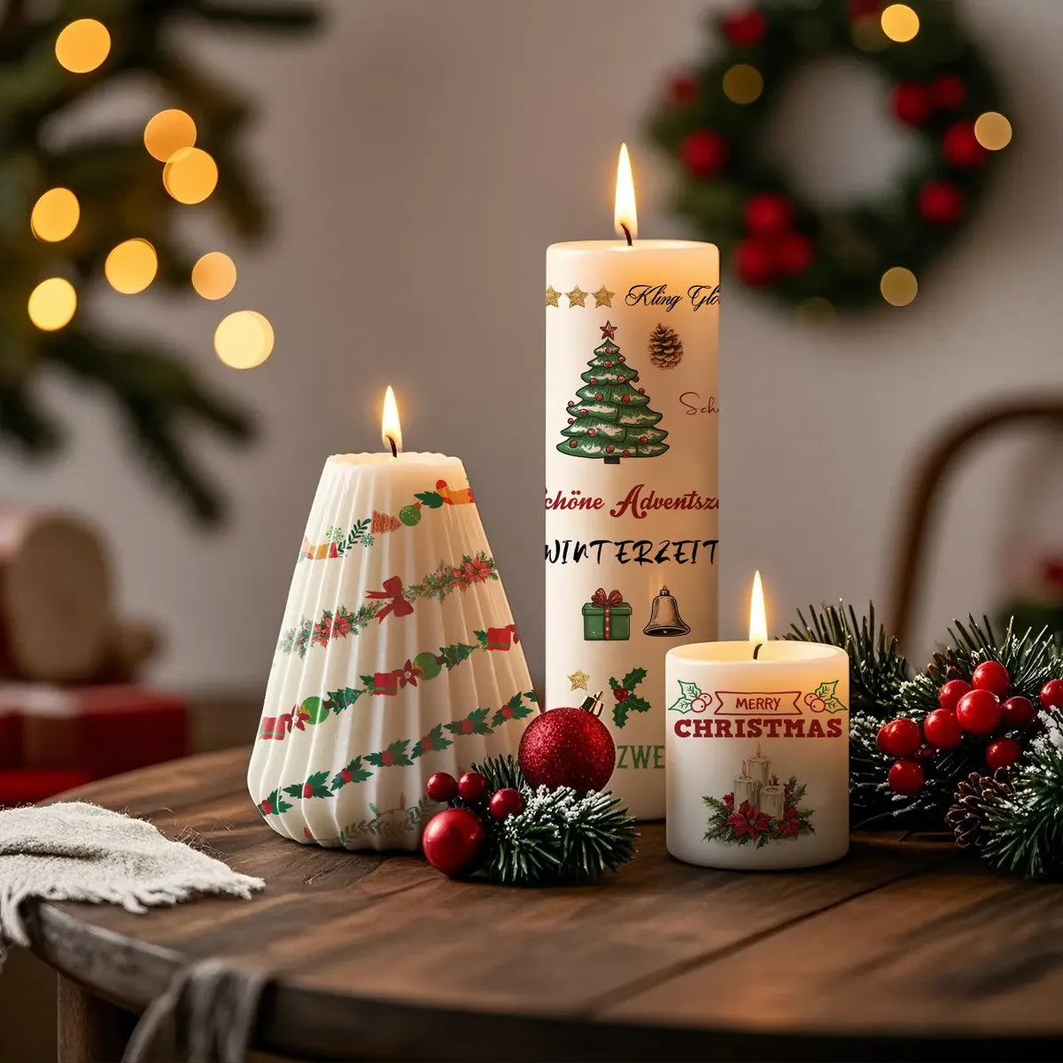 Christmas Candle Transfer Tattoo Set – 9 Sheets