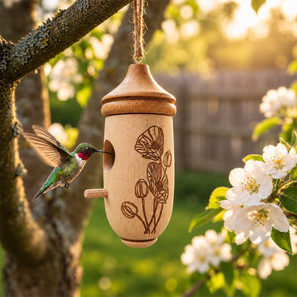 This Wooden Hummingbird House Brings Warmth and Life Back to Your Garden