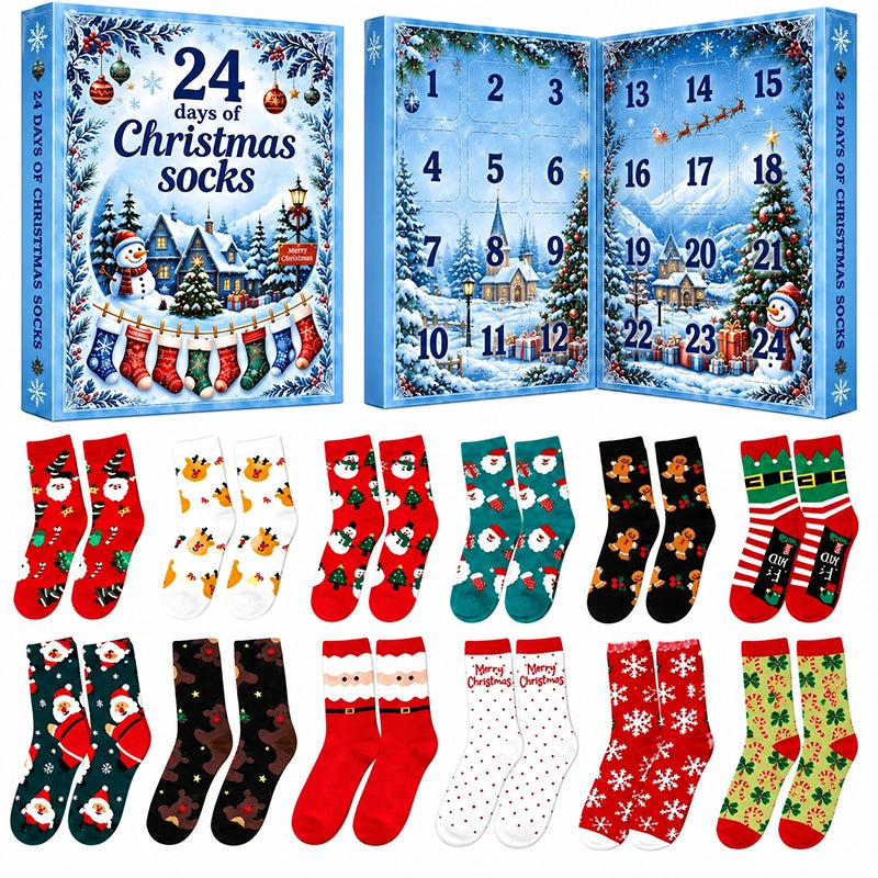 24-Day Christmas Socks Advent Calendar – 12 Pairs