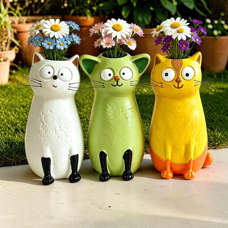Whimsical Chicken or Cat Flower Vase for Home Decor