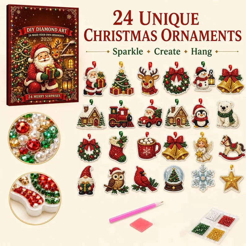24-Piece Christmas Diamond Art Ornament Kit