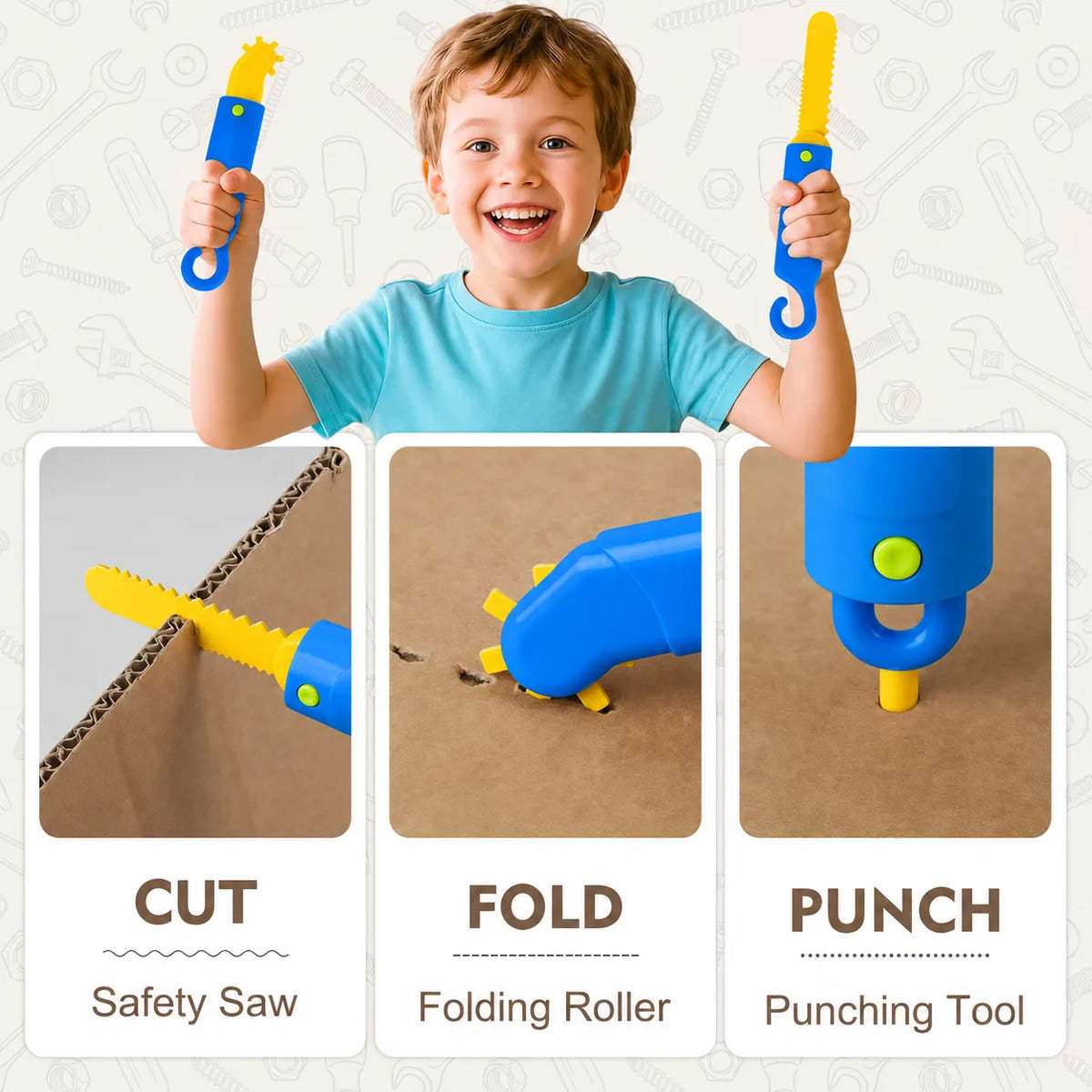 Kids Cardboard Cutting and Building Tool Set