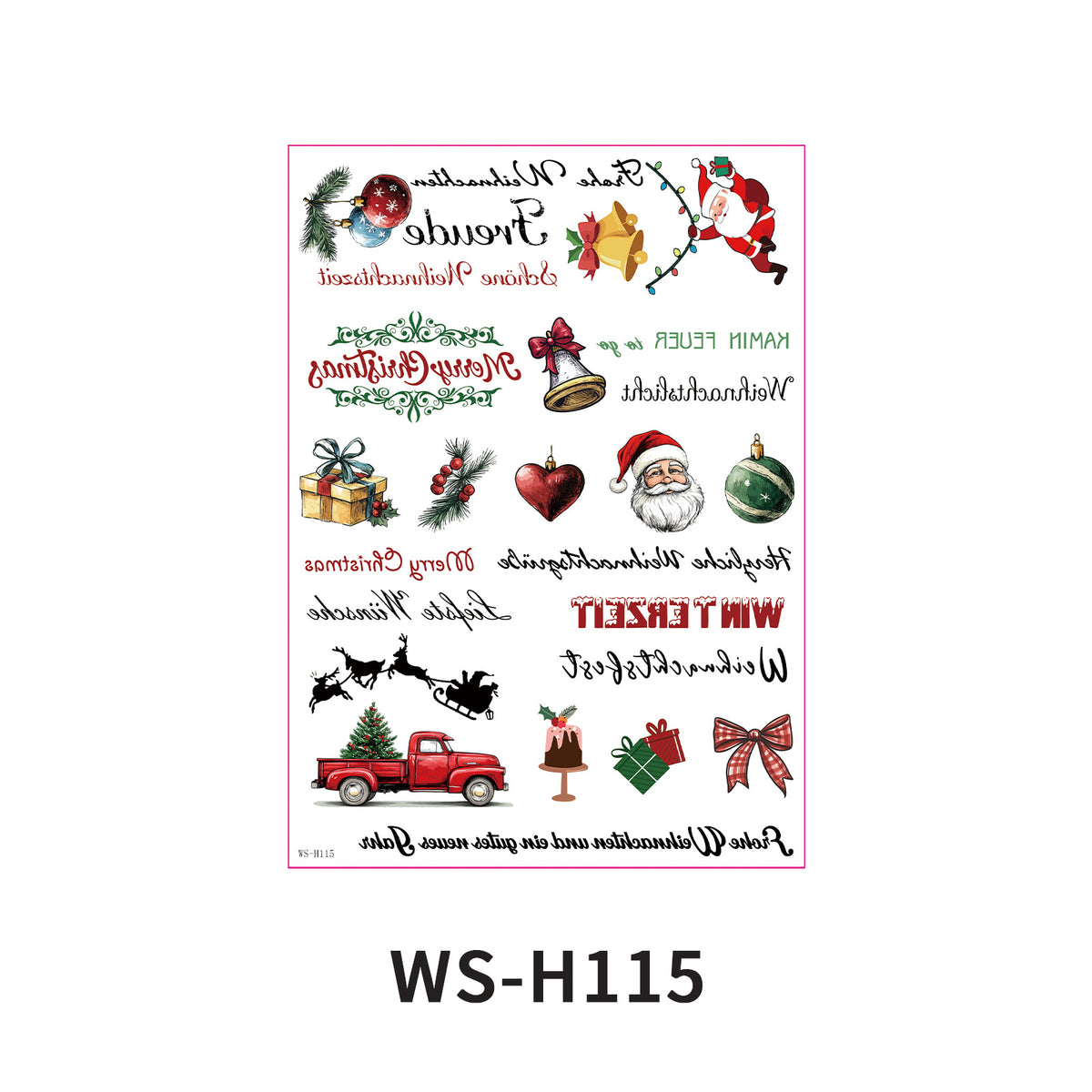 Christmas Candle Transfer Tattoo Set – 9 Sheets