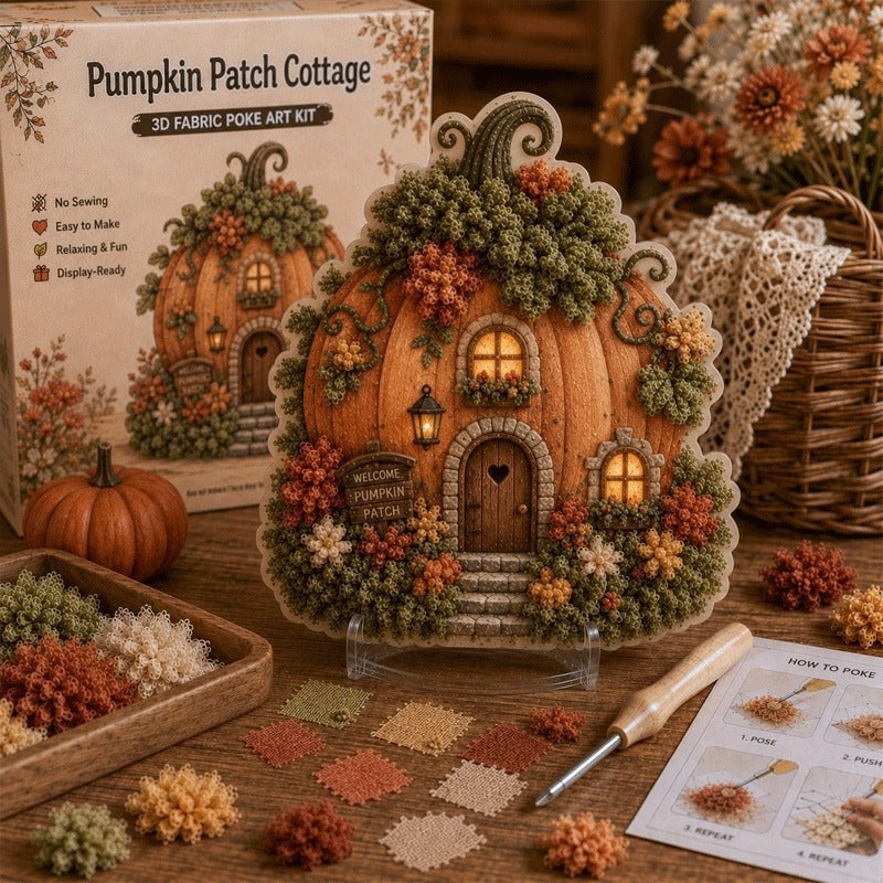 Whimsical Village Fabric Poke Art DIY Kit