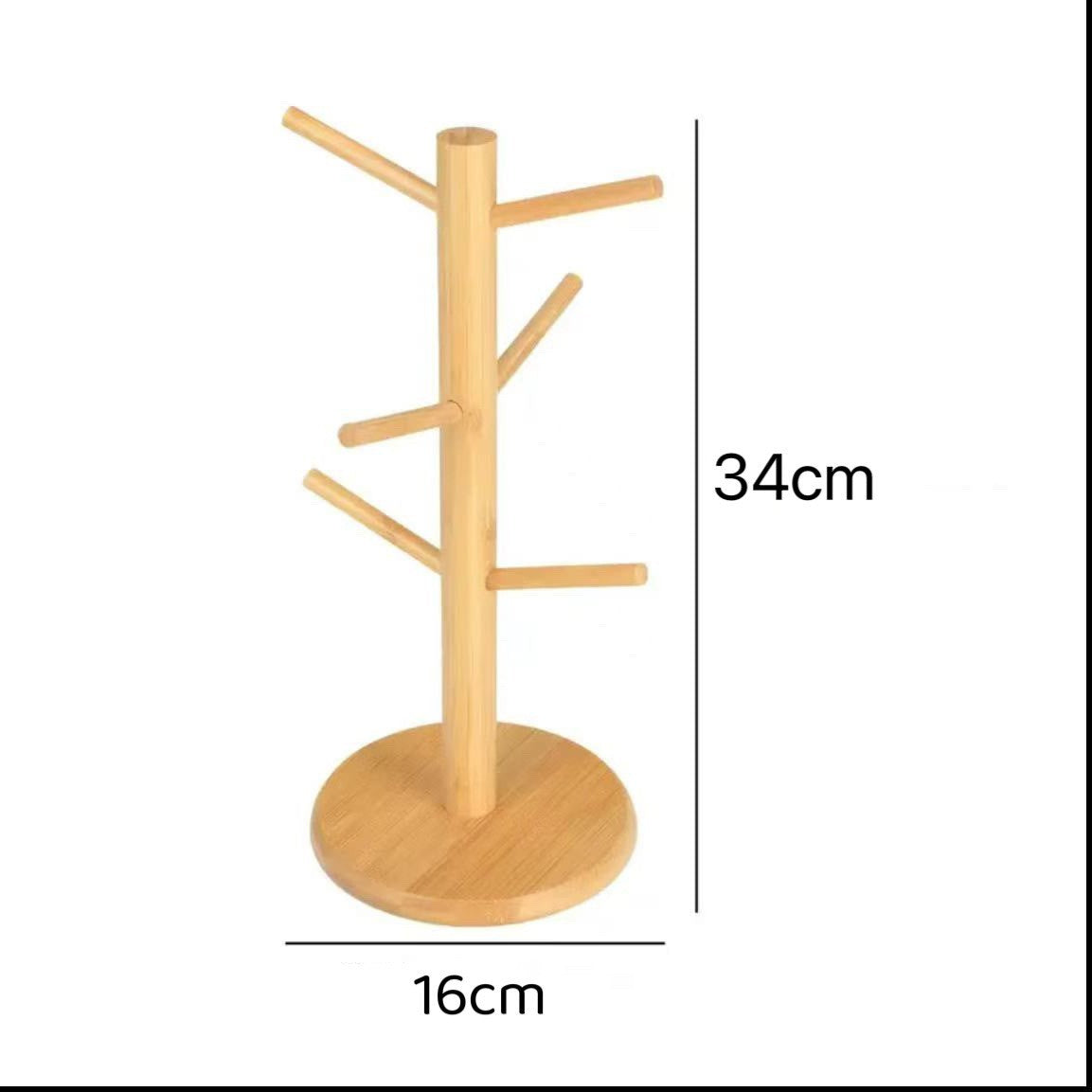 Tree-Shaped Wooden Mug Holder with Round Base